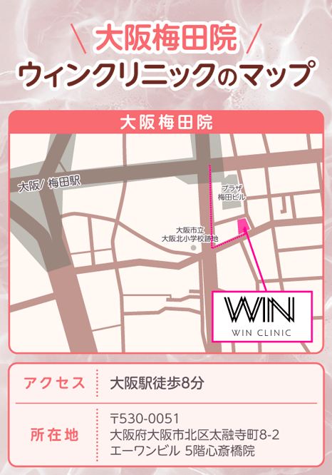 ウィンクリニック大阪梅田院のアクセスマップ